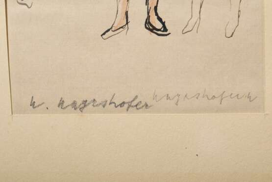 Mayershofer, Max (1875-1950) "Skizzenbuch", Tinte, mit 21 eingebundenen und eingeklebten Skizzen (v.a. Fantastisches und Alltagsszenen), je sign., BM ca. 10x8,5-15x9,5cm (40x30,5cm), Blätter z.T. lose, leichte … - Foto 19