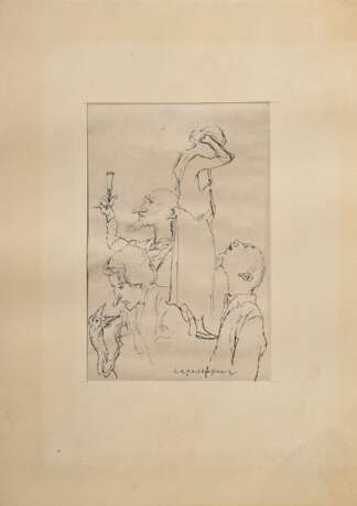 Mayershofer, Max (1875-1950) "Skizzenbuch", Tinte, mit 21 eingebundenen und eingeklebten Skizzen (v.a. Fantastisches und Alltagsszenen), je sign., BM ca. 10x8,5-15x9,5cm (40x30,5cm), Blätter z.T. lose, leichte … - Foto 21