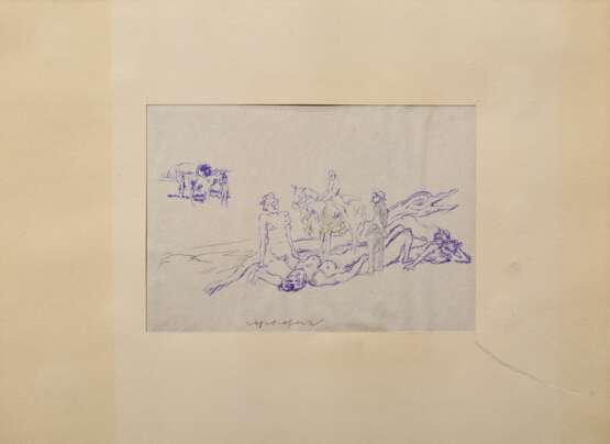 Mayershofer, Max (1875-1950) "Skizzenbuch", Tinte, mit 21 eingebundenen und eingeklebten Skizzen (v.a. Fantastisches und Alltagsszenen), je sign., BM ca. 10x8,5-15x9,5cm (40x30,5cm), Blätter z.T. lose, leichte … - photo 23