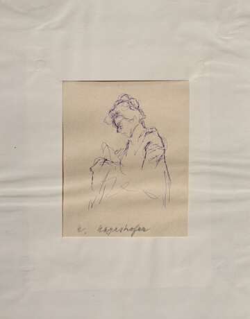 Mayershofer, Max (1875-1950) "Skizzenbuch", Tinte, mit 21 eingebundenen und eingeklebten Skizzen (v.a. Fantastisches und Alltagsszenen), je sign., BM ca. 10x8,5-15x9,5cm (40x30,5cm), Blätter z.T. lose, leichte … - photo 5
