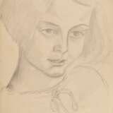 Maetzel-Johannsen, Dorothea (1886-1930) "Mädchenbildnis" um 1927, Bleistift, verso Nachlassstempel/bez., im Passepartout montiert, 26x17,2cm (m.PP. 50x35cm), leicht vergilbt, min. fleckig, Nachlass Moni… - Foto 1