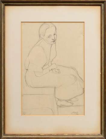 Modersohn-Becker, Paula (1876-1907) "Sitzendes Mädchen", verso "Stehende mit Kind auf dem Arm", Bleistift, monogr. "f.PMB./OM." durch Otto Modersohn (1865-1943), bez. u.l. "67", WV… - photo 2