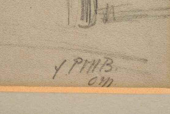 Modersohn-Becker, Paula (1876-1907) "Sitzender Bauer", verso "Drei Kopfstudien", Bleistift, u.r. monogr. "f PMB./OM" durch Otto Modersohn (1865-1943), WVZ S II/19 und S/A 15, 39x24cm (m.R. 5… - Foto 3