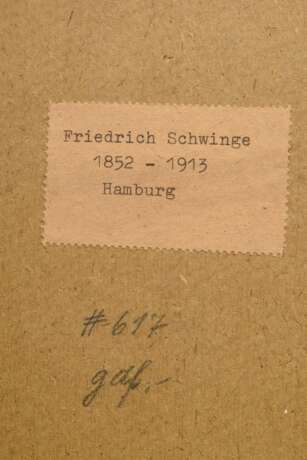 Schwinge, Friedrich (1852-1913) "Feldrain im Sommer" 1889, Aquarell, u.r. sign./dat., verso Klebeetikett "Kunsthandlung Alfred Lochte/Hbg.", 25x35cm (m.R. 42,8x53,3cm), leicht vergilbt - фото 4