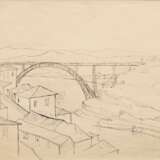 Wohlwill, Gretchen (1878-1962) „Ponte Dom Luís I über den Douro bei Porto“ 1942, Tinte, u.r. sign./dat., 31,7x38,8cm (m.R. 49,8x55,8cm), min. fleckig - Foto 1