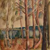 Wohlwill, Gretchen (1878-1962) „Bäume am See“, Aquarell/Bleistift, u.r. sign., verso monogr./dat. Widmung, 32x23,5cm (m.R. 48,3x38,7cm) - Foto 1