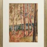 Wohlwill, Gretchen (1878-1962) „Bäume am See“, Aquarell/Bleistift, u.r. sign., verso monogr./dat. Widmung, 32x23,5cm (m.R. 48,3x38,7cm) - Foto 2
