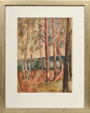 Wohlwill, Gretchen (1878-1962) „Bäume am See“, Aquarell/Bleistift, u.r. sign., verso monogr./dat. Widmung, 32x23,5cm (m.R. 48,3x38,7cm) - photo 2