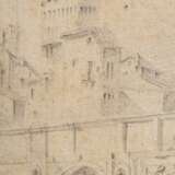 2 Sanquirico, Alessandro (1777-1849) "Mailand" und "Italienische Stadt", Bleistift auf Papier kaschiert, 1x sign., 1x verso bez., 23x29,5/24,8x39,8cm (29x35,5/26,5x41,5cm), fleckig, kleine Defekte, re… - фото 2