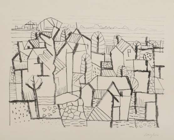 Bargheer, Eduard (1901-1979) "Blankenese 3", Lithographie, wohl Griffelkunst, u.r. sign., PM ca. 30x41,5cm, BM 49x63cm, min. Altersspuren - Foto 1