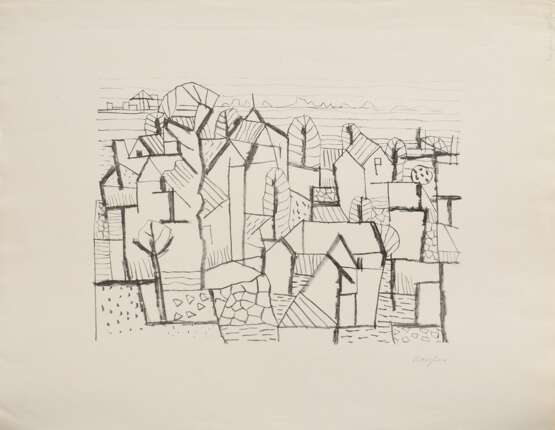 Bargheer, Eduard (1901-1979) "Blankenese 3", Lithographie, wohl Griffelkunst, u.r. sign., PM ca. 30x41,5cm, BM 49x63cm, min. Altersspuren - Foto 2