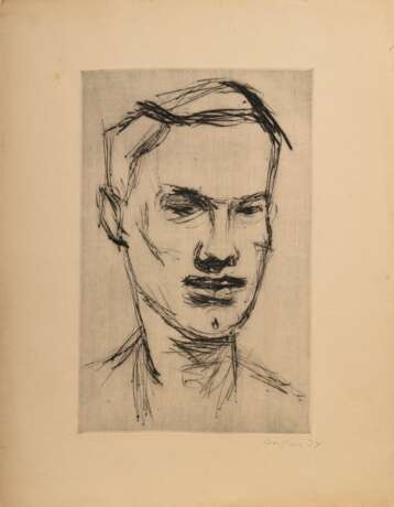 3 Bargheer, Eduard (1901-1979) "Herren-Portraits" (2 Matrosen und Selbst?) 1931/1934/1935, Radierungen, u.r. sign./dat., PM 35x27,5/38x24,5/42,8x29,7cm, BM je ca. 52x40cm, vergilbt, kleine Defekte - фото 4
