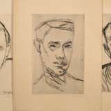 3 Bargheer, Eduard (1901-1979) "Herren-Portraits" (1x Selbst?) 1932/1934, Radierungen, 8/20, u.r. je sign./2x dat./1x num., 1x i.d. Platte sign., PM 37,5x24,5/38x24,5/38,5x24,8cm, BM je ca. 52x41cm, vergilbt, 1… - photo 1