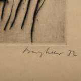 3 Bargheer, Eduard (1901-1979) "Herren-Portraits" (1x Selbst?) 1932/1934, Radierungen, 8/20, u.r. je sign./2x dat./1x num., 1x i.d. Platte sign., PM 37,5x24,5/38x24,5/38,5x24,8cm, BM je ca. 52x41cm, vergilbt, 1… - photo 7