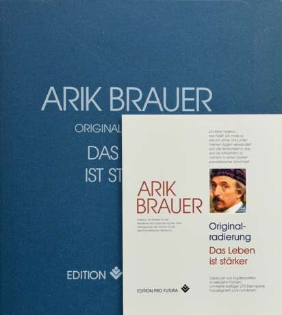 Brauer, Arik (1929-2021) "Das Leben ist stärker", Farbradierung, 139/270, u. sign./num., Edition Pro Futura, mit Informationsblatt, im Passepartout montiert, PM 24,7x31,7cm, BM 41x45cm (m.PP. 42x47cm) - фото 4