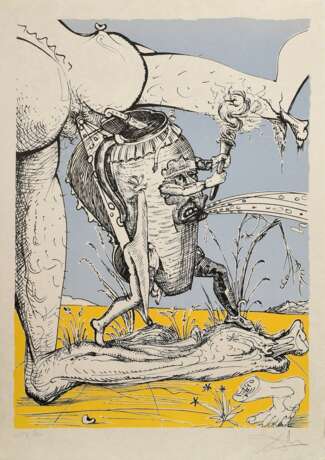 Dalí, Salvador (1904-1989) "Les songes drolatiques de Pantagruel”, 152/250, 25 (Farb-)Lithographien, je sign., mit 2 Vorblättern, Edition Celami, Madrid/Genf 1973, in Originalmappe (80x59,5cm, leichte Gebrauchsspure… - photo 4