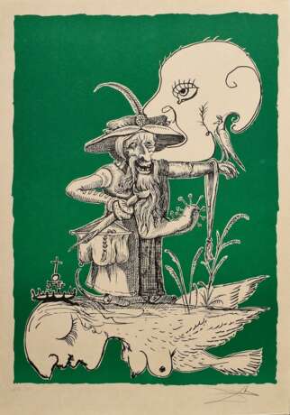Dalí, Salvador (1904-1989) "Les songes drolatiques de Pantagruel”, 152/250, 25 (Farb-)Lithographien, je sign., mit 2 Vorblättern, Edition Celami, Madrid/Genf 1973, in Originalmappe (80x59,5cm, leichte Gebrauchsspure… - фото 14