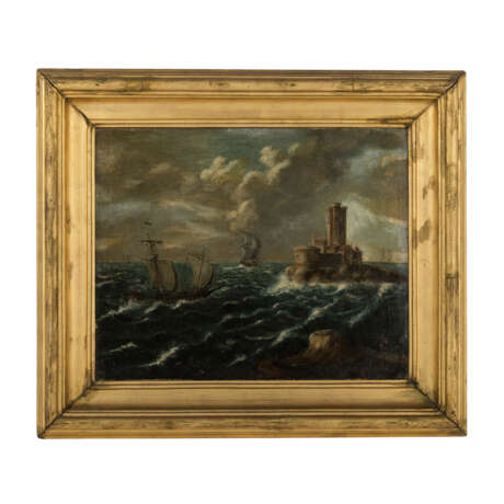KUHLMAN, C. (Kuhlmann, Maler 19. Jahrhundert), "Segelschiffe vor einer Insel mit Fort", - фото 2