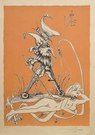 Dalí, Salvador (1904-1989) "Les songes drolatiques de Pantagruel”, 152/250, 25 (Farb-)Lithographien, je sign., mit 2 Vorblättern, Edition Celami, Madrid/Genf 1973, in Originalmappe (80x59,5cm, leichte Gebrauchsspure… - photo 19