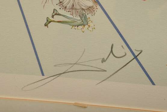 Dalí, Salvador (1904-1989) "Flordali II" 1981, Farblithographie mit Reliefprägung, 705/4480, u.r. i.d. Platte sign., verso num./bez., Druck Matthieu/Zürich, 92x66cm (m.R. 126,5x95cm), leicht vergilbt - Foto 3