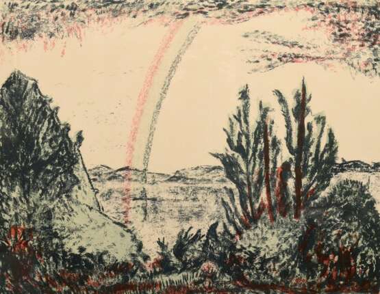 Heckel, Erich (1883-1970) „Regenbogen“ 1964, Farblithographie, 298/300, u. sign./dat./num., PM 44x58cm (m.R. 62x81,5cm), leicht vergilbt, ausgeblichen - фото 1