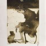 Janssen, Horst (1929-1995) "Morgen-Lydia (Selbst mit Katze)" 1987, Radierung, Griffelkunst, u.r. sign., i.d. Platte sign./dat., PM 29,5x21cm, BM 39,3x30cm - Foto 2