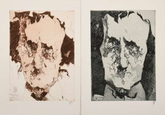 2 Janssen, Horst (1929-1995) "Nevermore/ Edgar Allen Poe", Radierungen (1. und 2. Fassung), Griffelkunst, je u.r. sign., je u. i.d. Platte sign./dat./bez., PM 29,5x20,8cm, BM 38x27,5cm - Foto 1