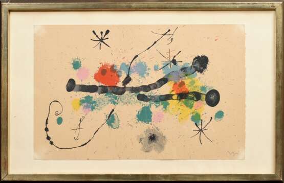 Miro, Joan (1893-1983) "Je travaille comme un jardinier" 1964, Farblithographie, 12/75, u. sign./num., 35,8x56cm (m.R. 49,5x76cm), Ecken lichtrandig, vergilbt - photo 2