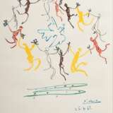 Picasso, Pablo (1881-1973) "La ronde de la jeunesse" 1961, Farblithographie, i. Druck sign./dat., Trockenstempel "Editions Combat pour la paix / S.P.A.D.E.M. Paris", verso bez. und Klebeetikett "… - фото 1