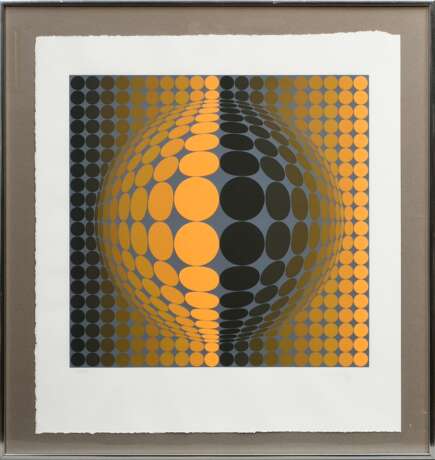 Vasarely, Victor (1906-1997) „Vega“, Farbserigraphie, 13/125, u. sign./num., PM 46x46cm, BM 62x56cm (m.R. 72x66,7cm), min. fleckig - Foto 2