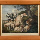 Lerpinière, Daniel (c.1745-1785) "Portraits of Dogs", color. Kupferstich, nach Jan Fyt (1611-1661), in heller Leiste mit Goldschlips, 48,5x61,5cm (m.R. 64x76cm), Altersspuren - Foto 2