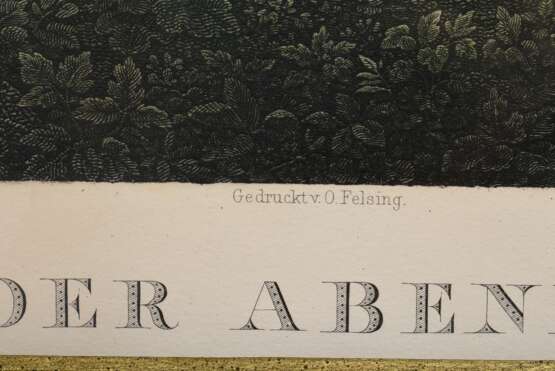 Haldenwang, Christian (1770-1831) "Der Abend" 1825, nach Claude Lorrain, color. Kupferstich, u. betit./bez., posthumer Abzug (Druck Otto Felsing), PM 40,8x58cm (m.R. 72,5x88cm) - photo 4