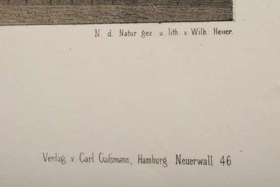 2 Heuer, Wilhelm (1813-1890) "Hamburg Alster-Bassin", color. Lithographien, u. i. Stein sign./bez., 1x mit Schmuckrahmung, Druck von H. Wernicke, Verlag Carl Gaßmann, verso je Slg.-Stempel "Ham… - photo 4