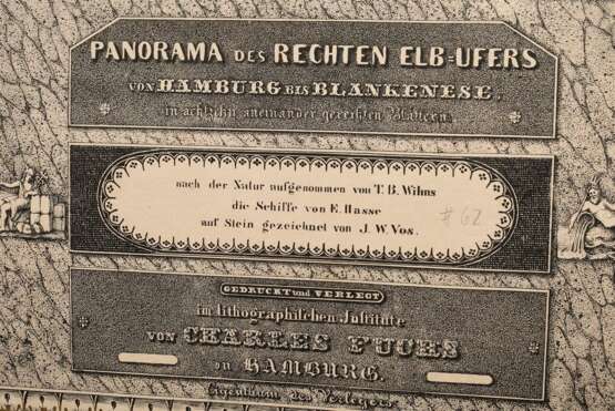 Vos, Jan Willem de (1803-1833) "Panorama des rechten Elbufers von Hamburg und Altona bis Blankenese" um 1835, color. Lithographien, Darstellungen vom Sülberg über Altona, St. Pauli bis zum Holzhafen, in Origina… - photo 3