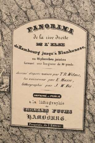 Vos, Jan Willem de (1803-1833) "Panorama des rechten Elbufers von Hamburg und Altona bis Blankenese" um 1835, color. Lithographien, Darstellungen vom Sülberg über Altona, St. Pauli bis zum Holzhafen, in Origina… - photo 4