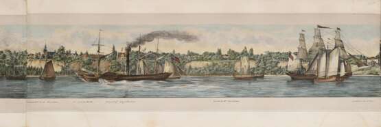 Vos, Jan Willem de (1803-1833) "Panorama des rechten Elbufers von Hamburg und Altona bis Blankenese" um 1835, color. Lithographien, Darstellungen vom Sülberg über Altona, St. Pauli bis zum Holzhafen, in Origina… - Foto 9