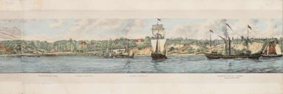 Vos, Jan Willem de (1803-1833) "Panorama des rechten Elbufers von Hamburg und Altona bis Blankenese" um 1835, color. Lithographien, Darstellungen vom Sülberg über Altona, St. Pauli bis zum Holzhafen, in Origina… - Foto 11