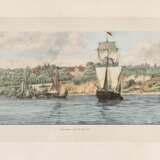 Vos, Jan Willem de (1803-1833) "Panorama des rechten Elbufers von Hamburg und Altona bis Blankenese" um 1835, color. Lithographien, Darstellungen vom Sülberg über Altona, St. Pauli bis zum Holzhafen, in Origina… - Foto 11