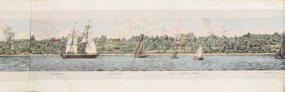 Vos, Jan Willem de (1803-1833) "Panorama des rechten Elbufers von Hamburg und Altona bis Blankenese" um 1835, color. Lithographien, Darstellungen vom Sülberg über Altona, St. Pauli bis zum Holzhafen, in Origina… - фото 13