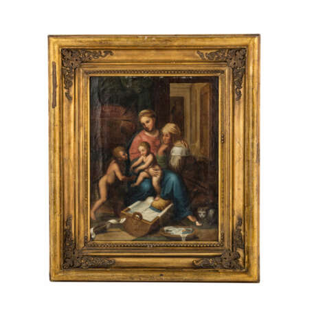 MALER/IN des 19. Jahrhundert, "Die Heiligen Maria und Elisabeth mit Christus und Johannes", - Foto 2