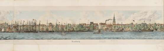 Vos, Jan Willem de (1803-1833) "Panorama des rechten Elbufers von Hamburg und Altona bis Blankenese" um 1835, color. Lithographien, Darstellungen vom Sülberg über Altona, St. Pauli bis zum Holzhafen, in Origina… - фото 21