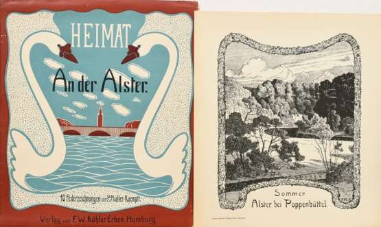 Mappenwerk "Heimat - Bilder aus dem Bereich der deutschen Hansestädte" 1902/1903 von Paul Müller-Kaempff (1861-1941), Wilhelm Feldmann (1859-1932) und Friedrich Wachenhusen (1859-1925) aus 10 Mappen mit je 10 (… - photo 8