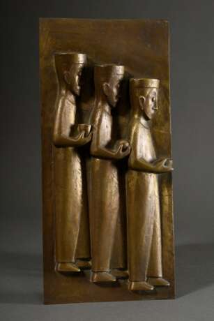 Zenz, Toni (1915-2014) "Heilige Drei Könige" um 1973, Bronze, Hochrelief, Tabernakeltür, 53x24,7cm - Foto 2