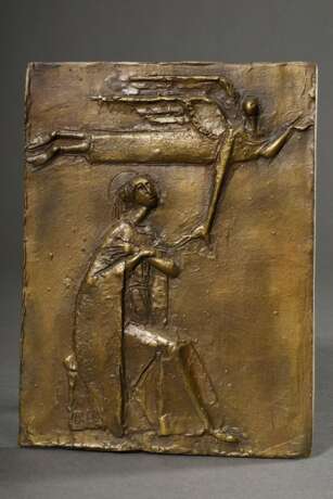 Unbekannter Künstler des 20.Jh. "Verkündigung", Bronze, Flachrelief, u. l. monogr. "G.H.", 23,5x17,8cm - фото 1