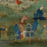 Thangka „Buddhistische Legenden“, sehr feine detaillierte Darstellung aus der Vogelperspektive, Aquarell/Mischtechnik/Papier auf Hartfaserplatte aufgezogen mit Passepartout, Tibet 18./19. Jh., 80x59/120x82,5cm - фото 7