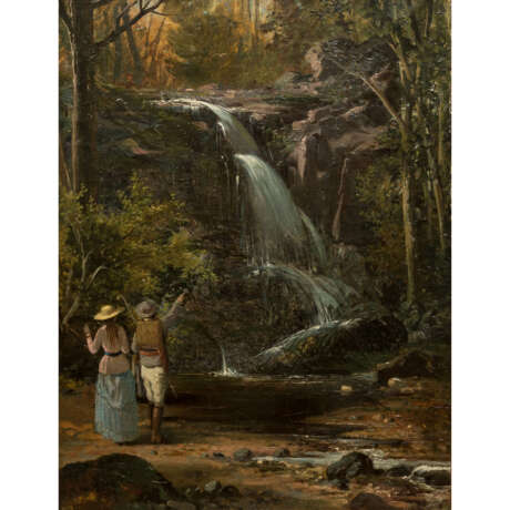 LOMBARD, LOUIS AUGUSTE (Maler 19. Jahrhundert, Frankreich), "Paar am Wasserfall", - фото 1
