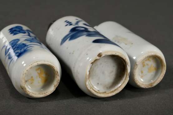 4 Diverse Teile Blaumalerei Porzellan: Vase und 3 Snuffbottles, H. 7,5-9,5cm, z.T. bestoßen - фото 7