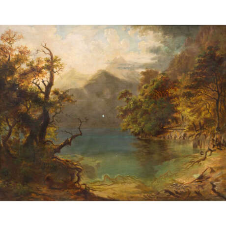 HEINLEIN, HEINRICH (Weilburg/Nassau 1803-1885 München), "Gebirgssee mit bewaldeten Ufern", - Foto 1