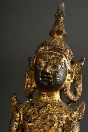 3 Diverse Buddha Figuren im Rattanakosin Stil, Bronze vergoldet, Thailand 19.Jh., H. 8,3-16,2cm - photo 5