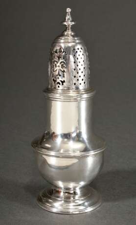 Zuckerstreuer in Urnenform, MZ: verschlagen, London 1741, Silber 925, 129g, H. 14,3 - Foto 1